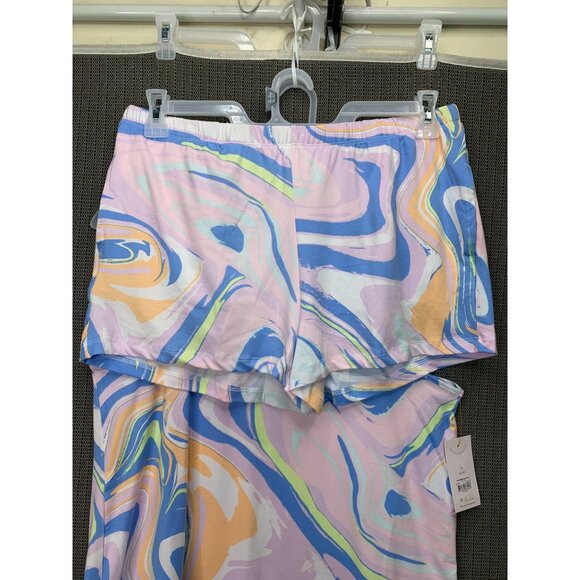 Joyspun Womens Size S (4-6) Marble Swirl Tank & Shorts Sleepwear Set Multicolor - Picture 2 of 11